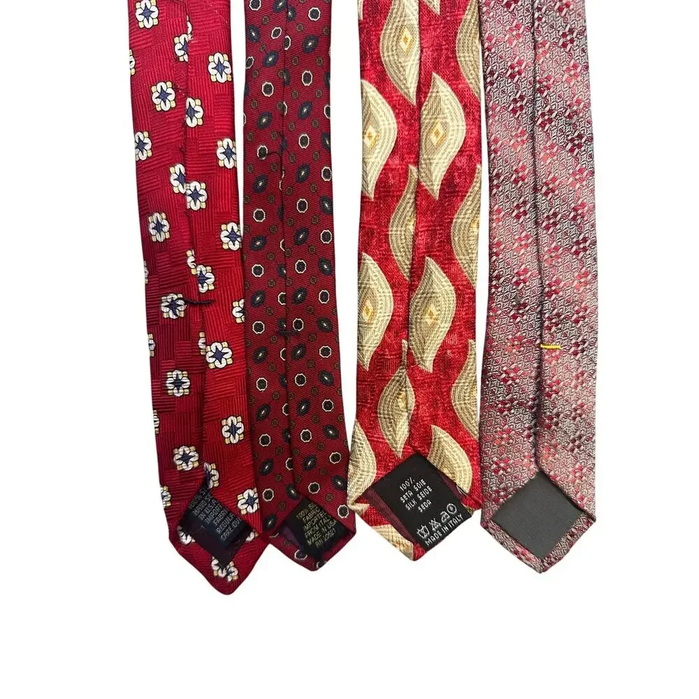 St James Silk Necktie Red Aviator Vintage 90s Designer Silk Necktie Bundle